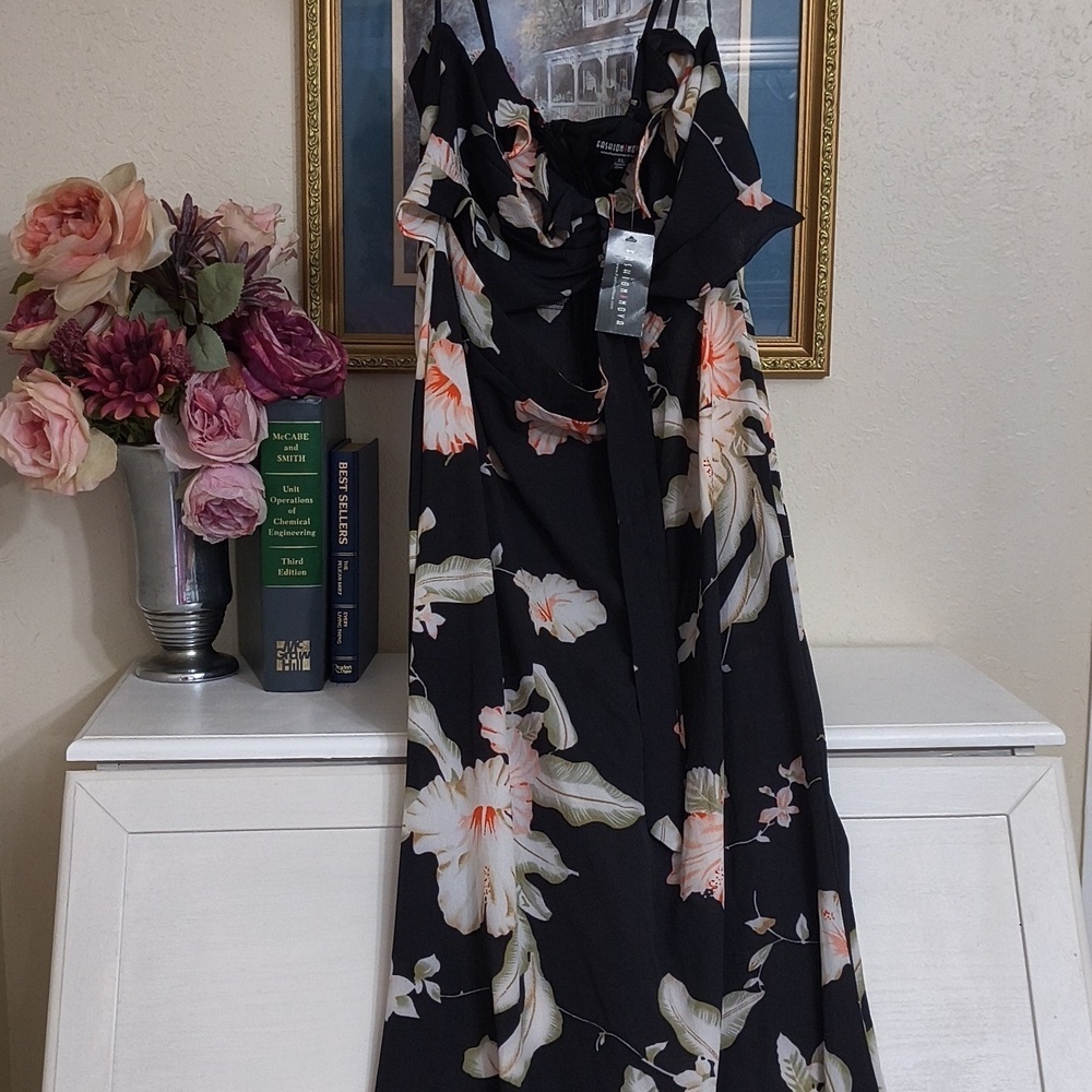 Floral Maxi Dress Sexy Date Night Party Concert Size XL Feminine - Picture 8 of 8